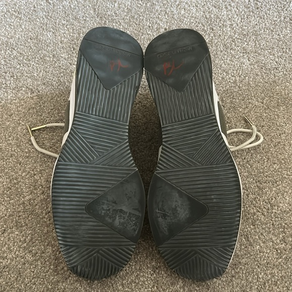 Michael Kors Mesh Sage and Gold Platform Sneakers Size 10 - Picture 9 of 12